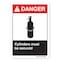 Signmission ANSI Danger, Decal, 7" x 5", Landscape, Cylinders Must Be Secured, Cylinders Must Be Secured OS-DS-D-57-L-19824 - alternate 1